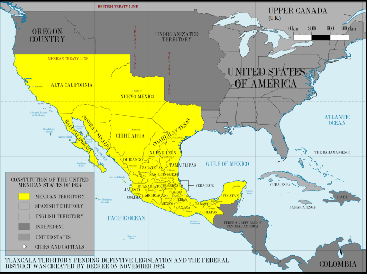 New Mexico as a part of Mexico, 1824