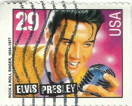 Elvis Presley Strip of 4 Otis Redding Rock & Roll  and Rhythm  and Blues  Postage Stamps Buddy Holiday Dinah Washington,